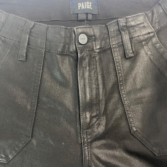 PAIGE Mayslie Cropped Coated Jogger Pants in Black Size 27 - Picture 4 of 11